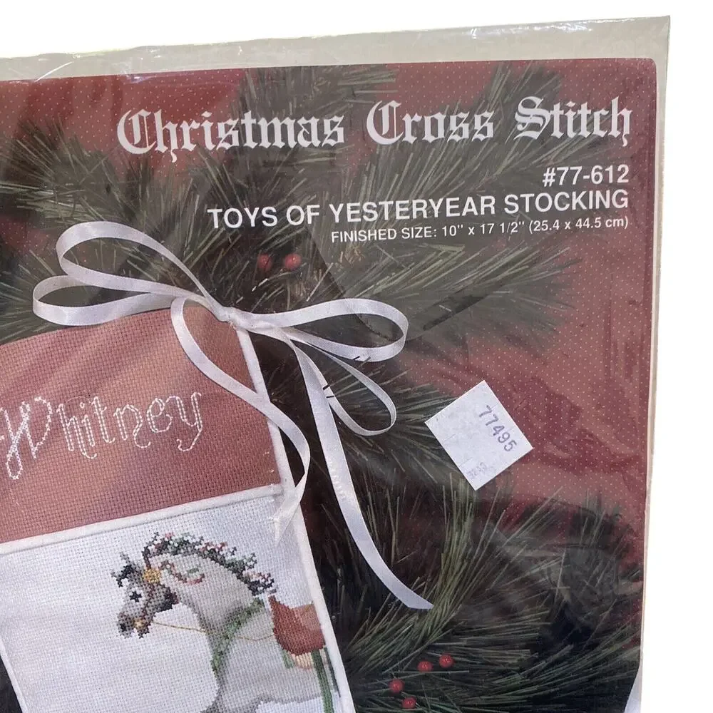 1991 JANLYNN Toys of Yesteryear Christmas Stocking Counted Cross Stitch Kit NEW